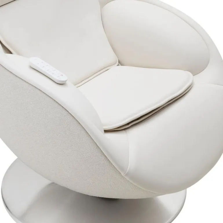 Electric Reclining Massage Chair with Ottoman in Faux Leather – White