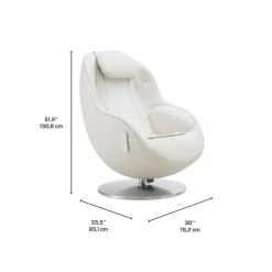 Electric Reclining Massage Chair with Ottoman in Faux Leather – White