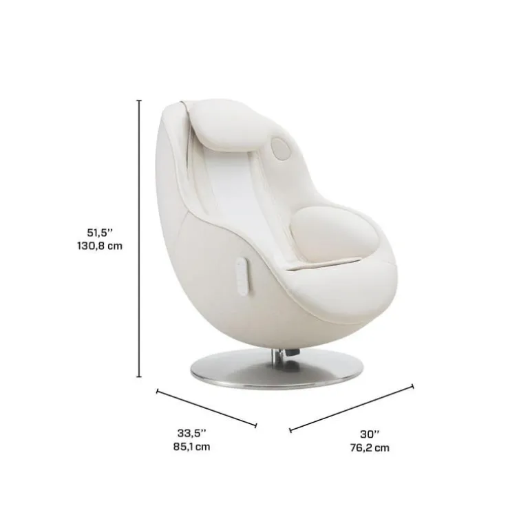 Electric Reclining Massage Chair with Ottoman in Faux Leather – White