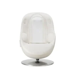 Electric Reclining Massage Chair with Ottoman in Faux Leather – White
