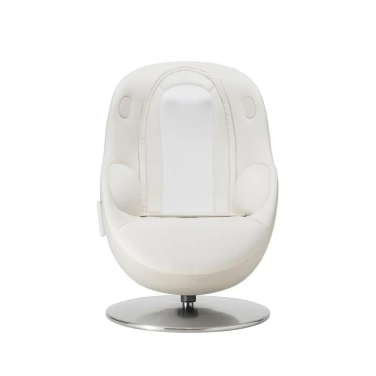 Electric Reclining Massage Chair with Ottoman in Faux Leather – White
