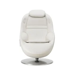 Electric Reclining Massage Chair with Ottoman in Faux Leather – White