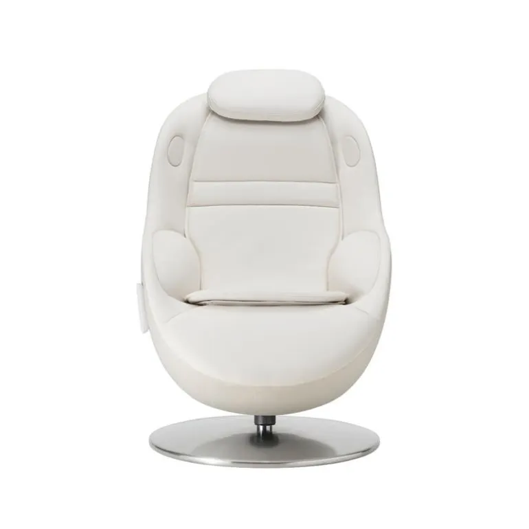 Electric Reclining Massage Chair with Ottoman in Faux Leather – White