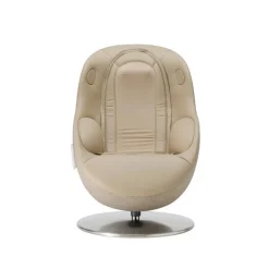 Electric Reclining Massage Chair with Ottoman in Faux Leather – Beige