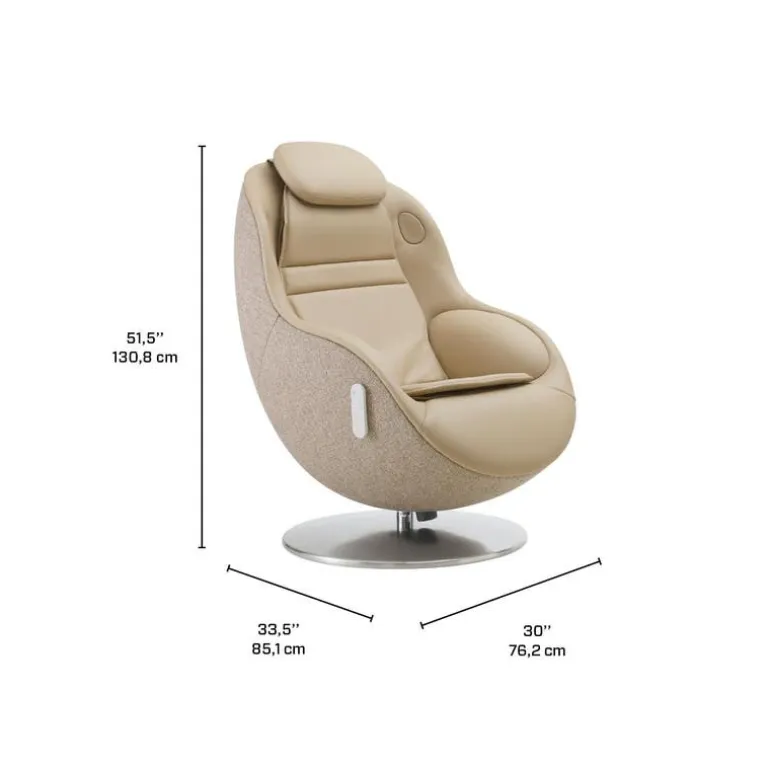 Electric Reclining Massage Chair with Ottoman in Faux Leather – Beige