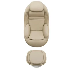 Electric Reclining Massage Chair with Ottoman in Faux Leather – Beige