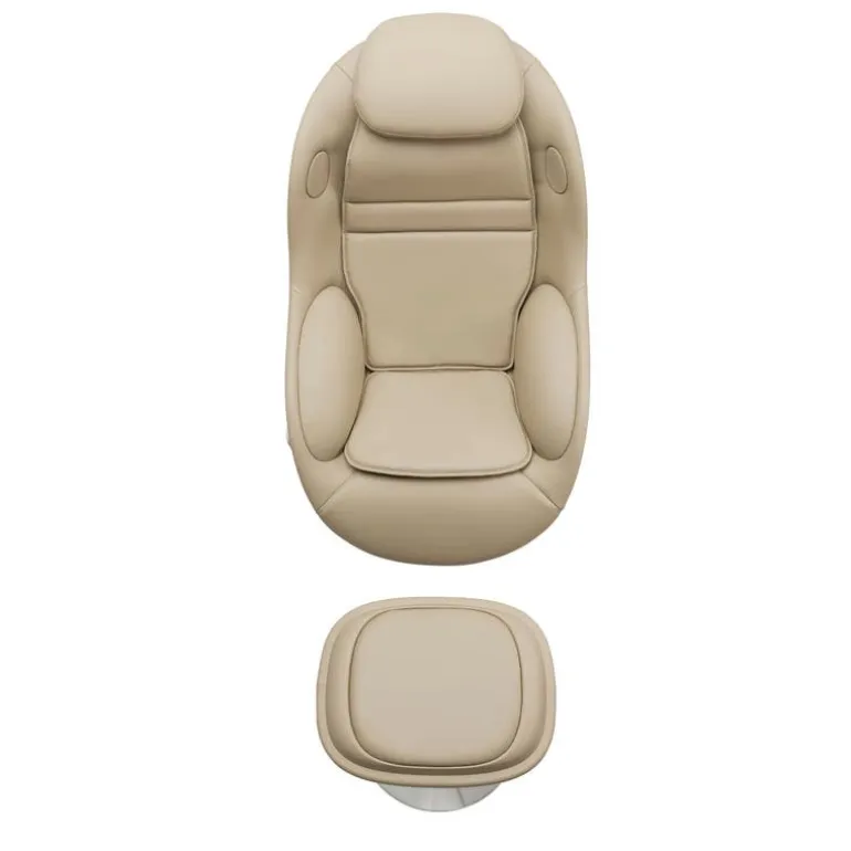 Electric Reclining Massage Chair with Ottoman in Faux Leather – Beige