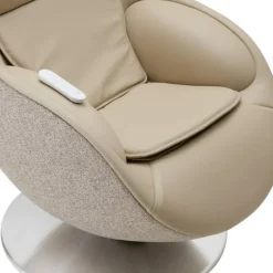 Electric Reclining Massage Chair with Ottoman in Faux Leather – Beige
