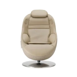 Electric Reclining Massage Chair with Ottoman in Faux Leather – Beige