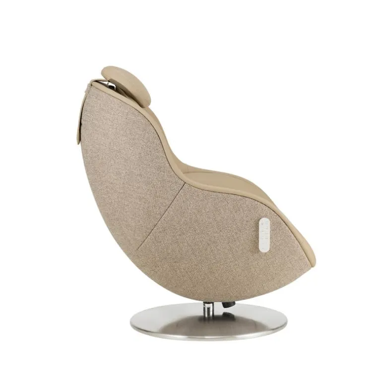 Electric Reclining Massage Chair with Ottoman in Faux Leather – Beige