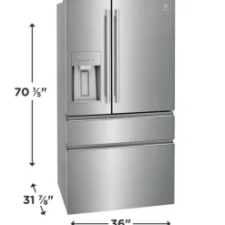 ELECTROLUX 21,8 Cu ft 36 In Refrigerator Stainless Bottom Freezer, French door - ERMC2295AS