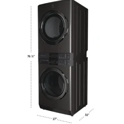ELECTROLUX Spacemaker Laundry Tower, Black Stainless, 27", Front-Load - ELTE760CAT