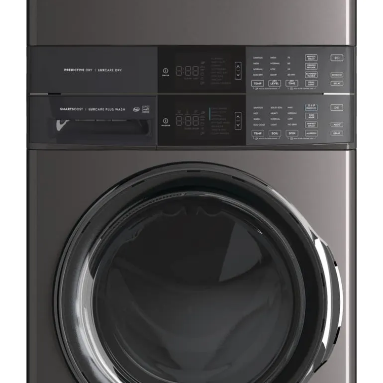 ELECTROLUX Spacemaker Laundry Tower, Black Stainless, 27", Front-Load - ELTE760CAT