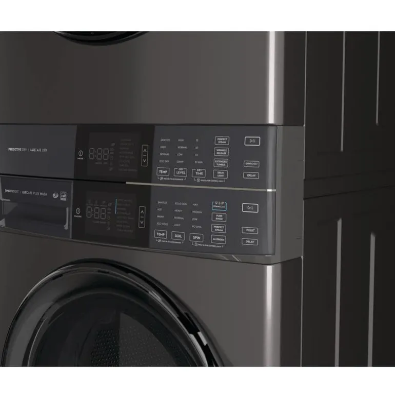 ELECTROLUX Spacemaker Laundry Tower, Black Stainless, 27", Front-Load - ELTE760CAT