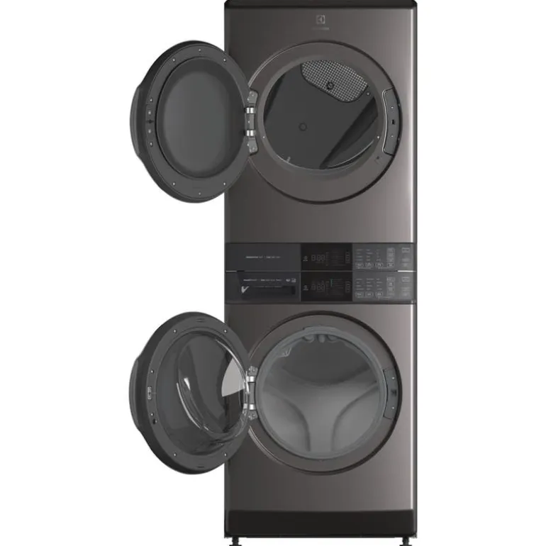 ELECTROLUX Spacemaker Laundry Tower, Black Stainless, 27", Front-Load - ELTE760CAT