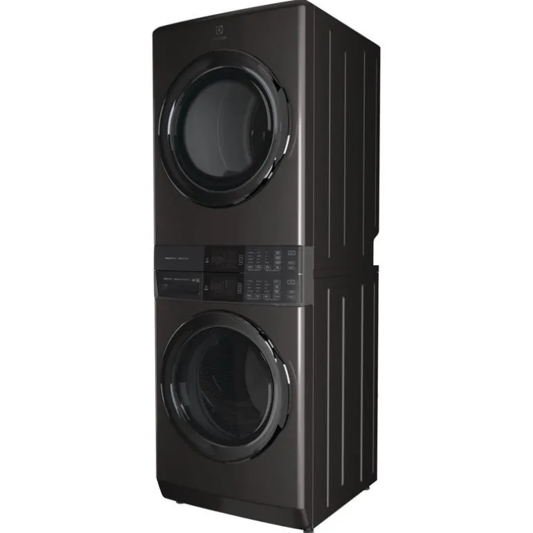 ELECTROLUX Spacemaker Laundry Tower, Black Stainless, 27", Front-Load - ELTE760CAT