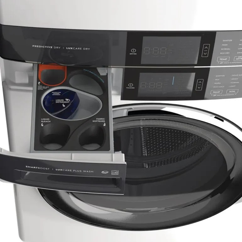 ELECTROLUX Spacemaker Laundry Tower, White, 27", Front-Load - ELTE760CAW