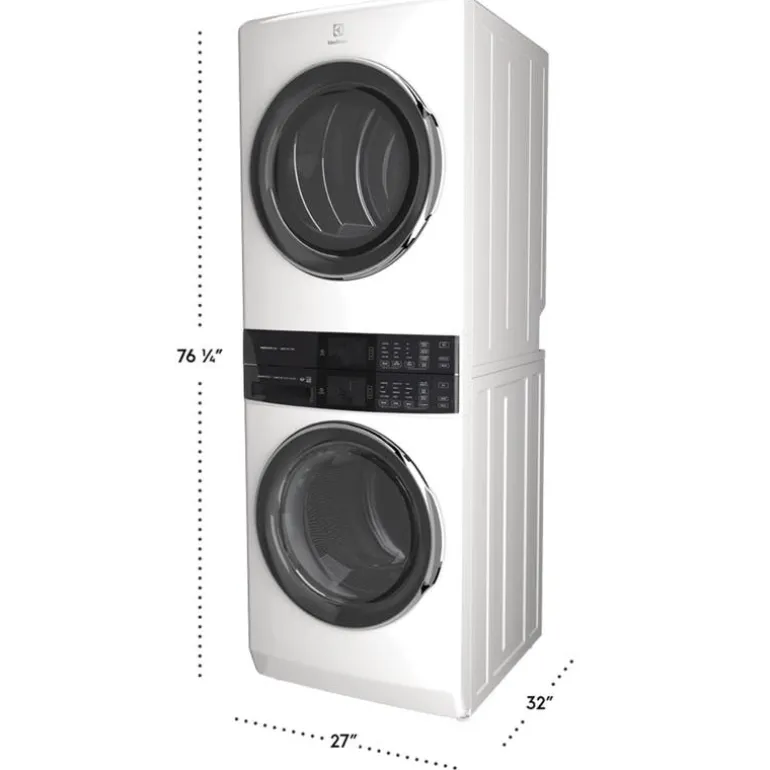 ELECTROLUX Spacemaker Laundry Tower, White, 27", Front-Load - ELTE760CAW