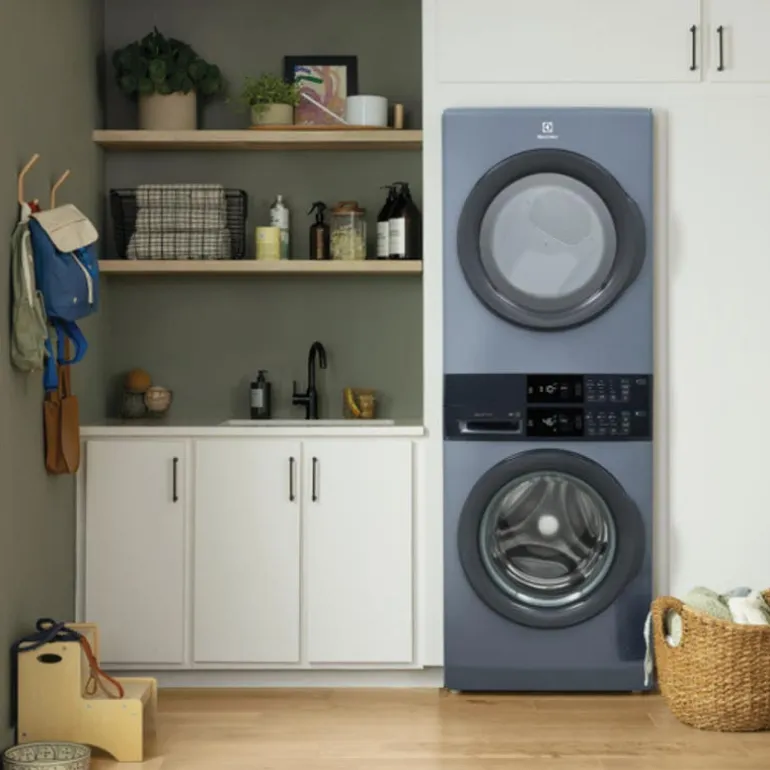 ELECTROLUX Spacemaker Laundry Tower, Denim Blue, 27", Front-Load - ELTE730CAD