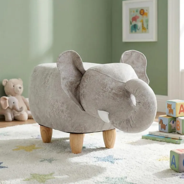 Elephant-Shaped Kids Pouf – 29.5" x 14.2" x 13.8"