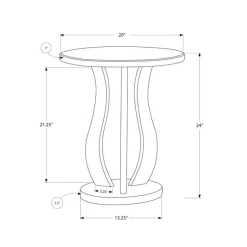 End table - 20"dia / brushed silver / mirror - Monarch