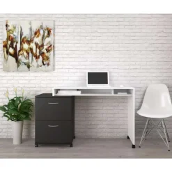 Essentials Rolling Filing Cabinet, 2-Drawer, Black - Nexera