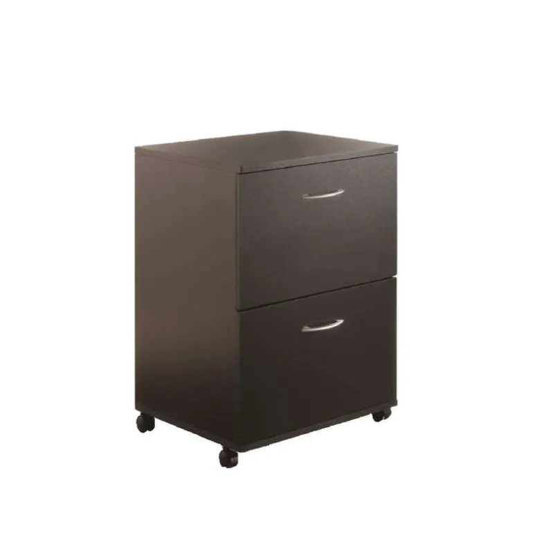 Essentials Rolling Filing Cabinet, 2-Drawer, Black - Nexera