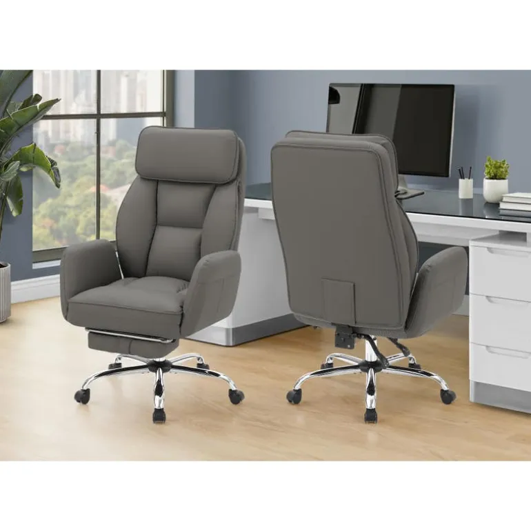Executive Office Chair in Faux Leather - Dark Grey - Monarch