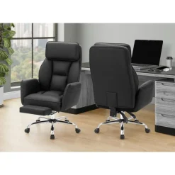 Executive Office Chair in Black Faux Leather - Monarch