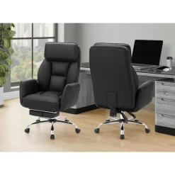 Executive Office Chair in Black Faux Leather - Monarch