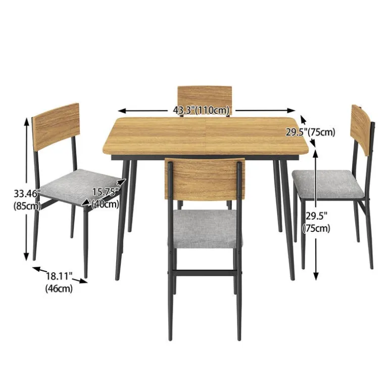 Extendable Dining Table Set with 4 Chairs - 43.3" to 59”