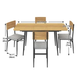 Extendable Dining Table Set with 4 Chairs - 43.3