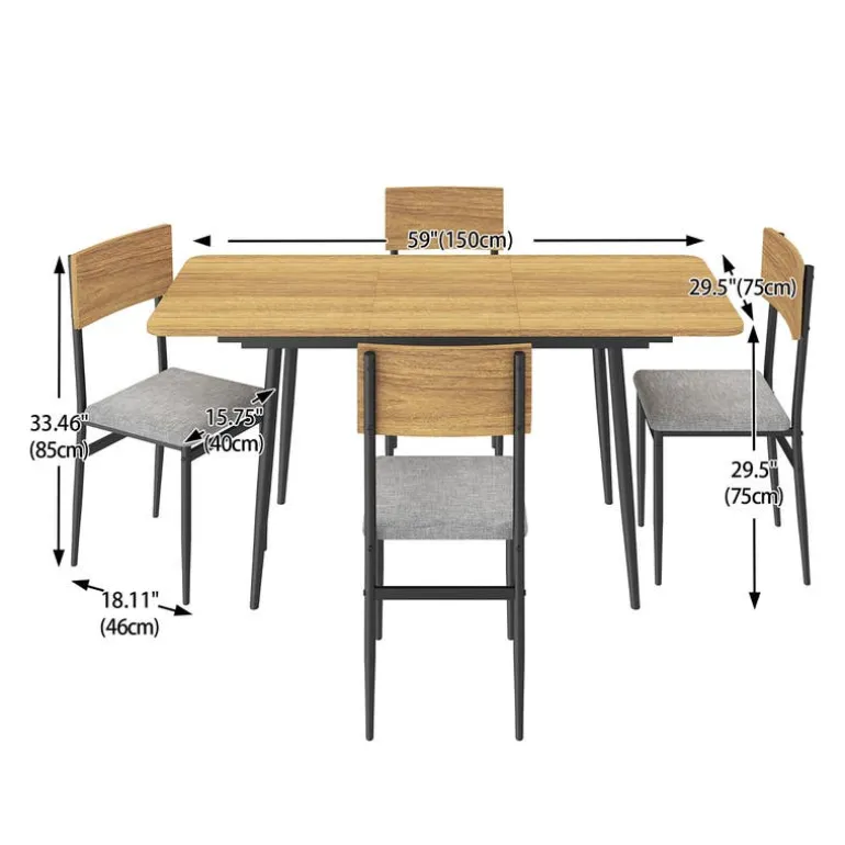 Extendable Dining Table Set with 4 Chairs - 43.3" to 59”