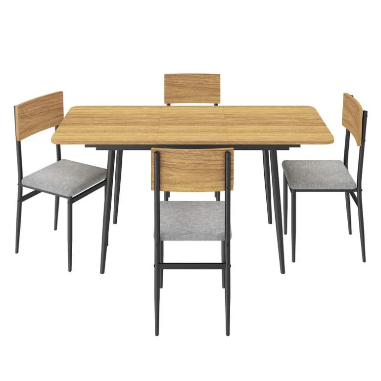 Extendable Dining Table Set with 4 Chairs - 43.3" to 59”