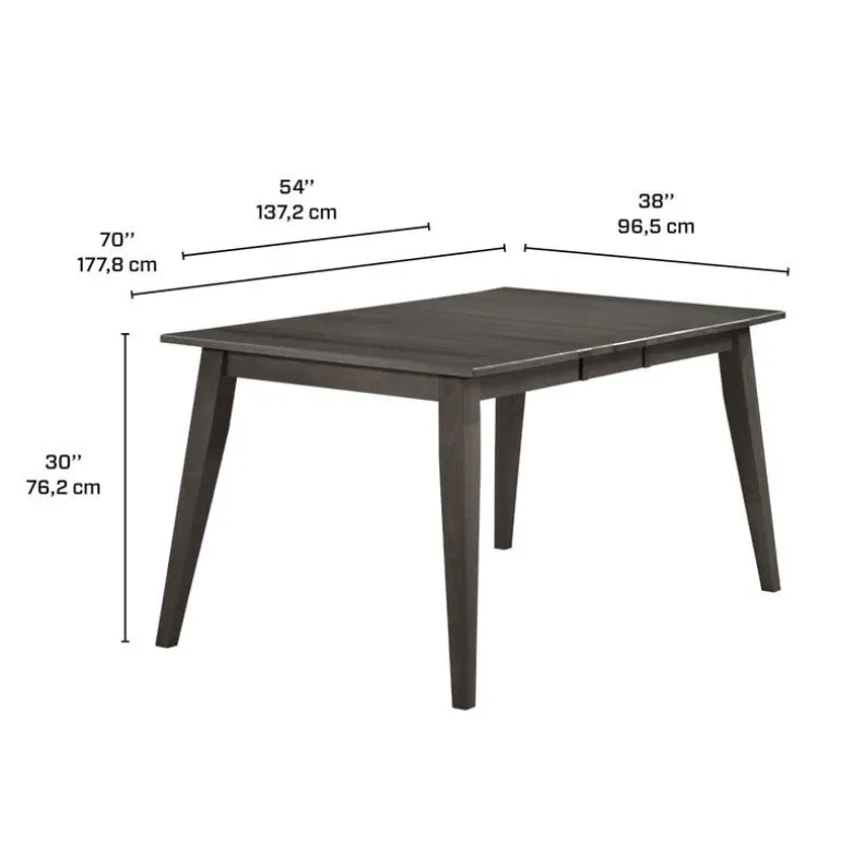 Extendable Rectangular Dining Table (54" to 70") with 4 Chairs - Slate