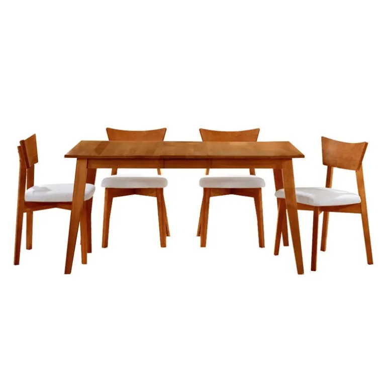 Extendable Rectangular Dining Table (54" to 70") with 4 Chairs - Brown