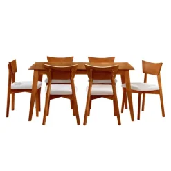 Extendable Rectangular Dining Table (48" to 60") with 6 Chairs - Brown