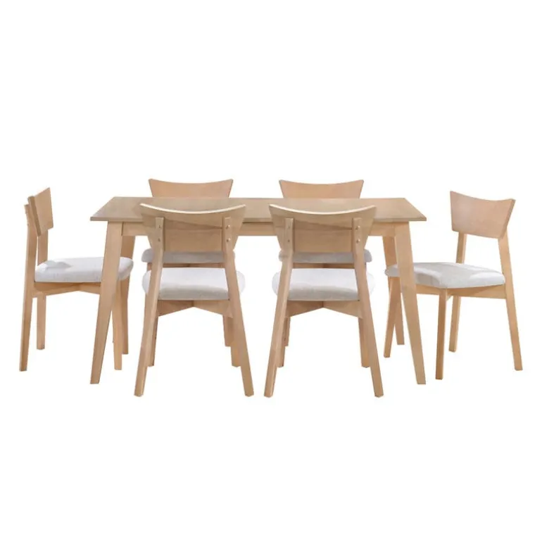 Extendable Rectangular Dining Table (54" to 70") with 6 Chairs - Greige