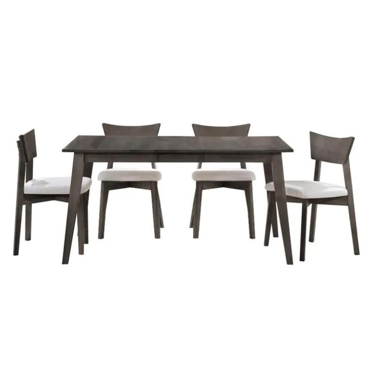 Extendable Rectangular Dining Table (48" to 60") with 4 Chairs - Slate