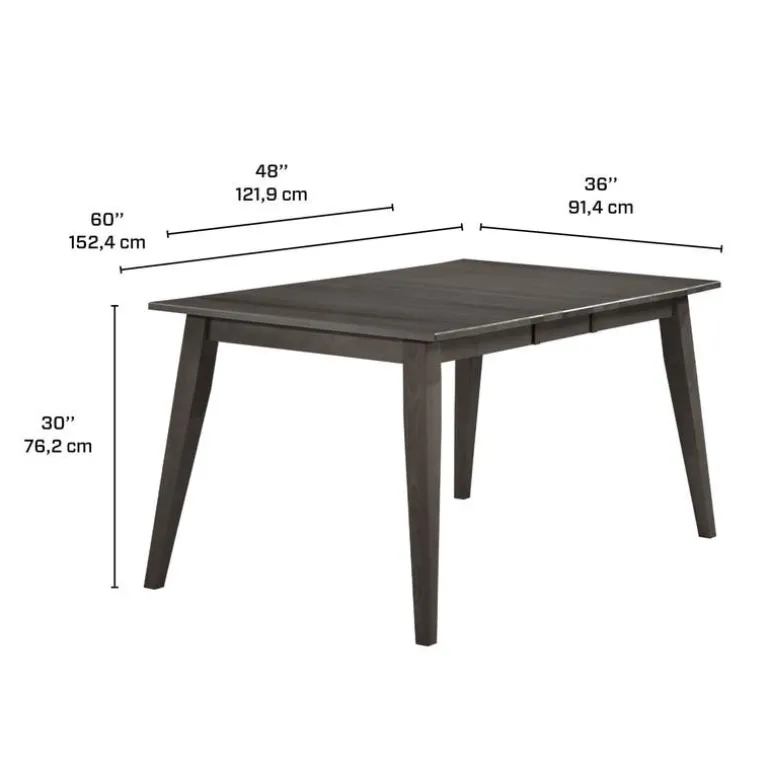 Extendable Rectangular Dining Table (48" to 60") with 4 Chairs and Bench - Slate