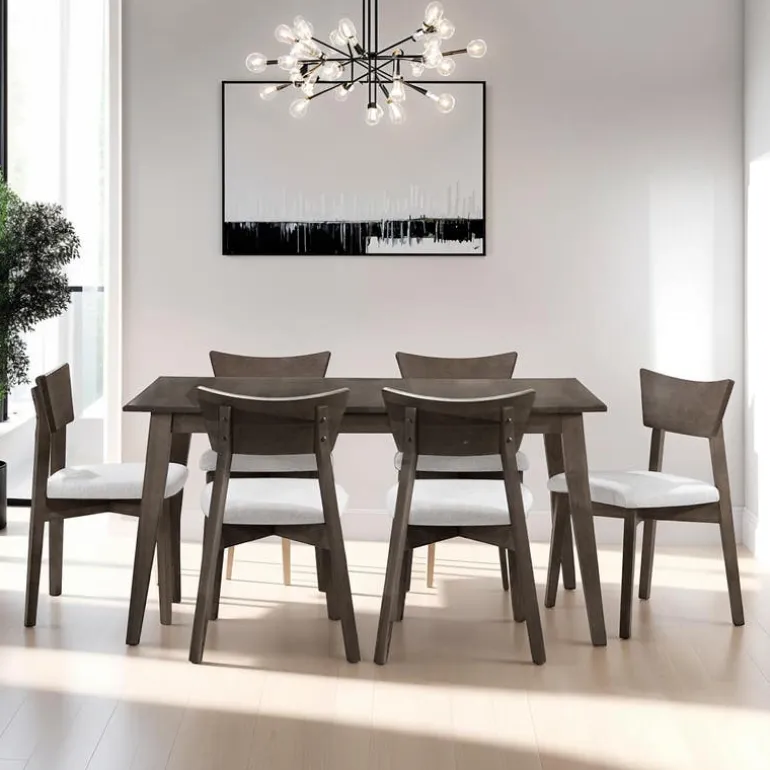 Extendable Rectangular Dining Table (54" to 70") with 6 Chairs - Slate