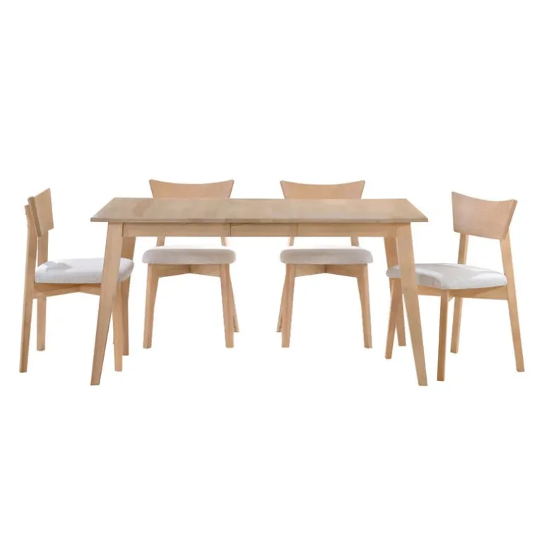 Extendable Rectangular Dining Table (48" to 60") with 4 Chairs - Greige