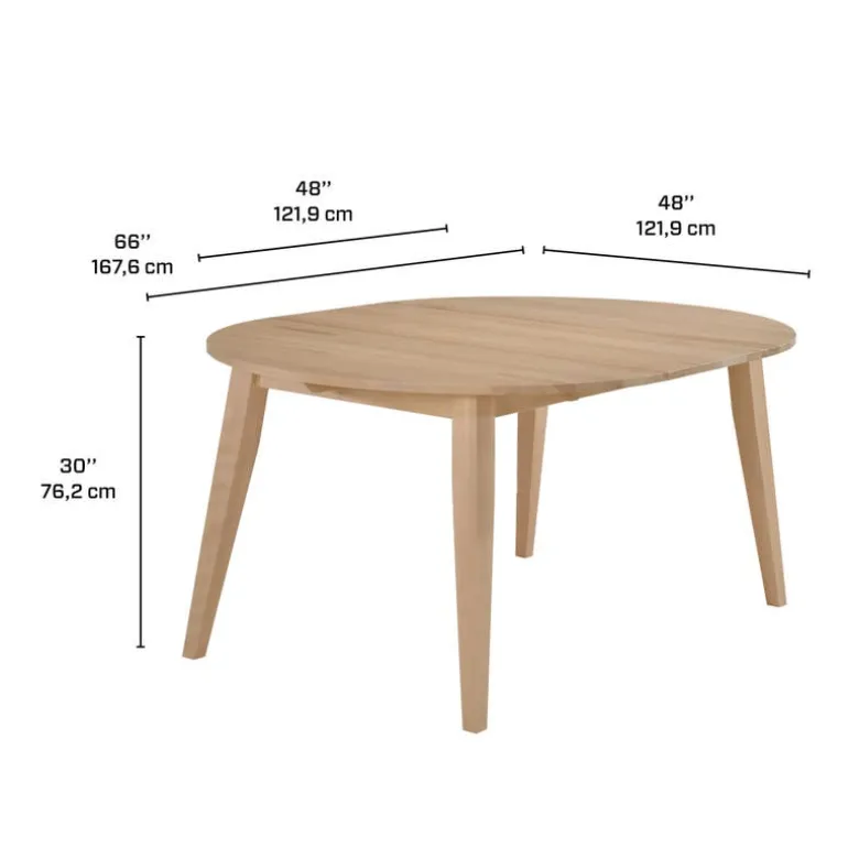 Extendable Round Dining Table (48" to 66") with 4 Chairs - Greige
