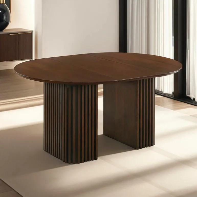 Extendable Round Pedestal Dining Table (48 to 83") with 6 Chairs