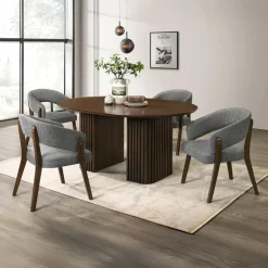 Extendable Round Pedestal Dining Table (48 to 83") with 4 Chairs