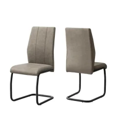 Fabric Chairs with Black Base (Set of 2) - Taupe - Monarch