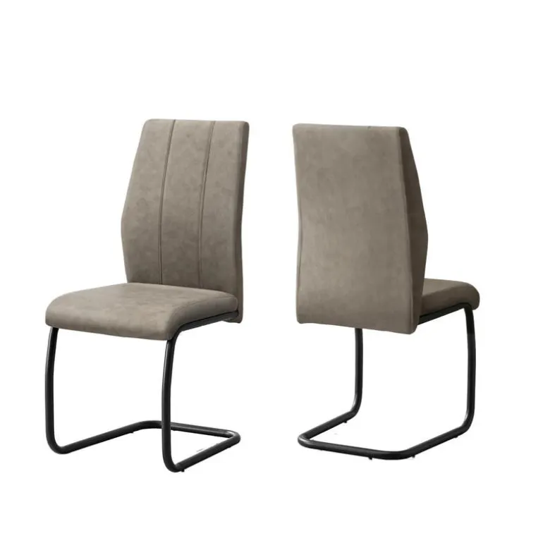 Fabric Chairs with Black Base (Set of 2) - Taupe - Monarch