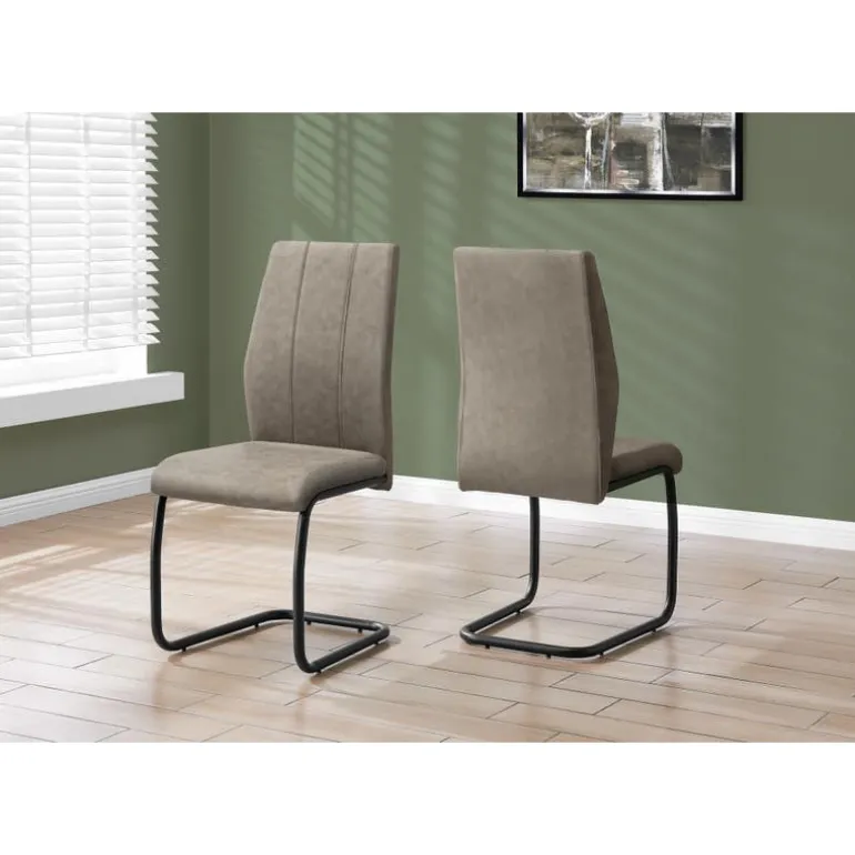 Fabric Chairs with Black Base (Set of 2) - Taupe - Monarch