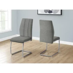 Fabric Chairs with Chrome Base (Set of 2) - Grey - Monarch