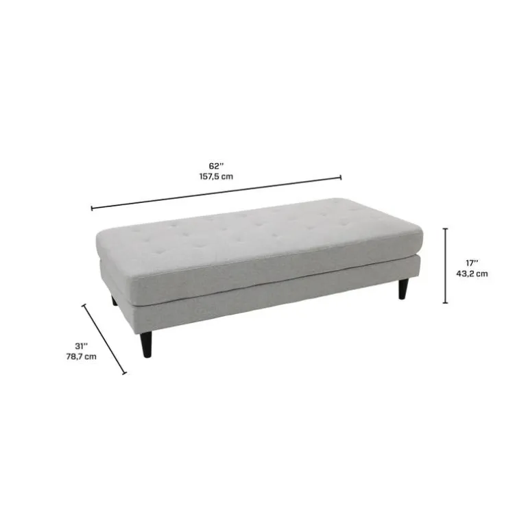 Fabric Ottoman 62 x 31 x 17 - Grey